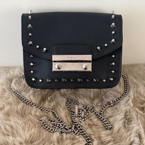 Furla Black Studded Crossbody Bag